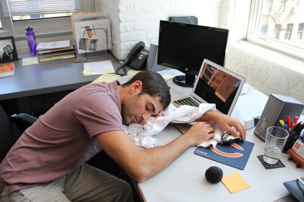 remote employee sleeping slacking off