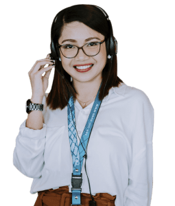 smiling female remote employee in glasses