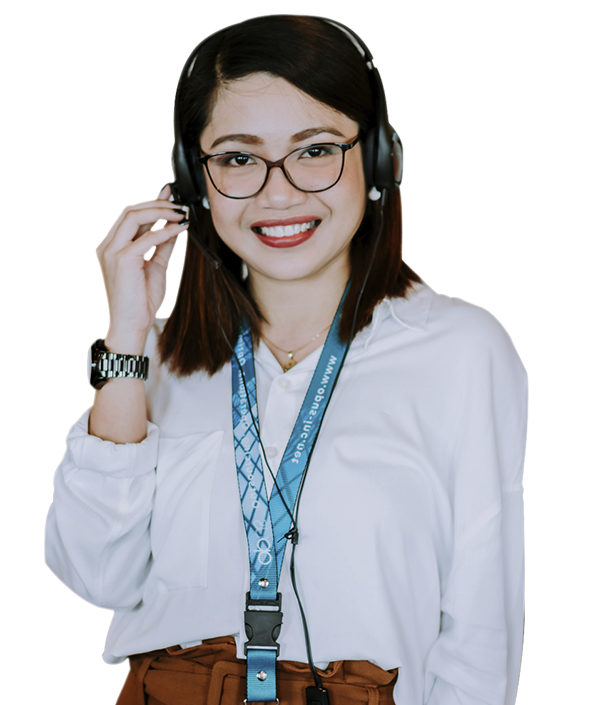 smiling female remote employee in glasses